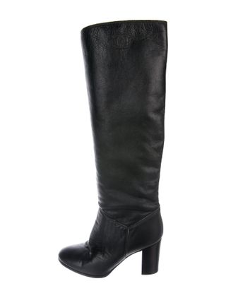 Chanel + Leather CC Knee-High Boots
