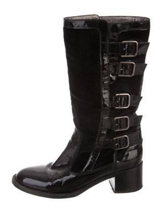 Chanel + Velvet Mid-Calf Boots