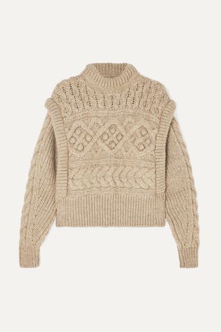 Isabel Marant + Milane Cropped Cable-Knit Merino Wool Sweater