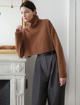 Pixie Market + Brown Turtleneck Layering Sweater