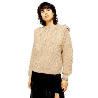 Topshop + Idol Bold Shoulder Cable Knit Sweater