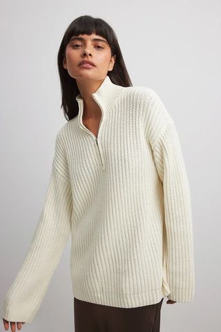 NA-KD + High Neck Zipped Knitted Sweater