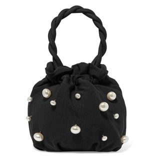 Staud + Grace Faux Pearl-Embellished Twill Tote
