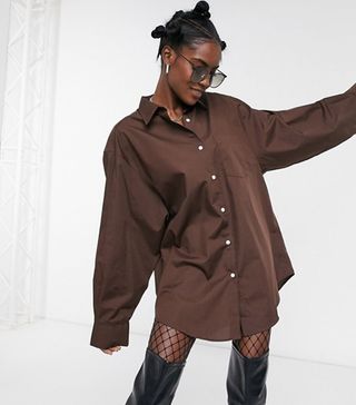 Collusion + Oversized Dress Shirt in Brown