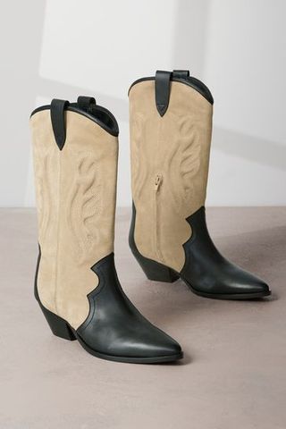 Next + Black & Camel Signature Leather Forever Comfort® Suede Western Boots
