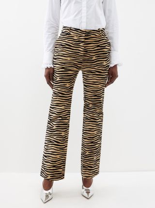 Rabanne + Tailor Tiger-Print Cotton-Blend Velvet Trousers