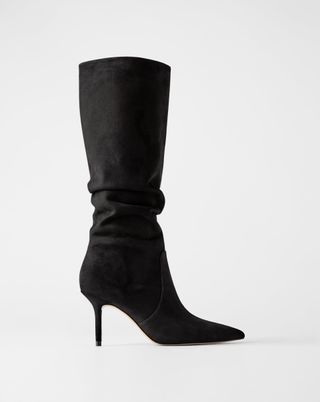 Zara + Suede Mid Heel Boots