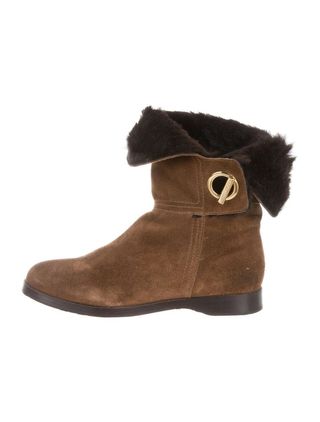 Jimmy Choo + Fur-Trimmed Ankle Boots