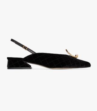 Yuul Yie + Black Zizi Quilted Velvet Slingback Pumps