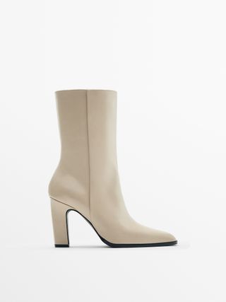 Massimo Dutti + Leather High Heel Ankle Boots