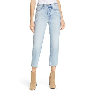Frame + Le Original Ribbed High-Waist Cropped Jeans