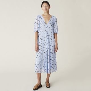 Ganni + Printed Georgette Dress