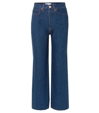 Re/Done + Frayed High-Rise Straight-Leg Jeans