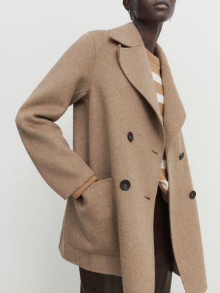 Massimo Dutti + Short Wool Blend Coat With Pockets