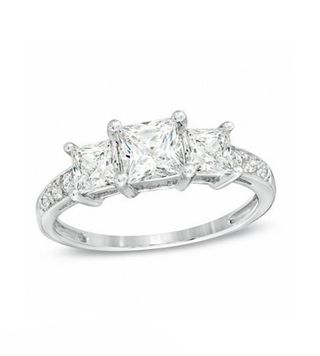 Zales + Princess-Cut Lab-Created White Sapphire Three Stone Ring