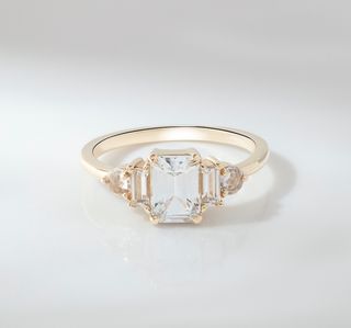 Rosey West Jewelry + Emerald Cut White Sapphire Engagement Ring