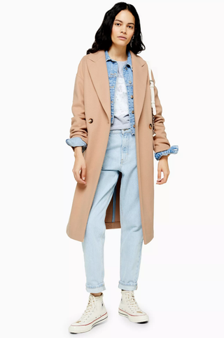 Topshop + Camel Double Breasted Coat
