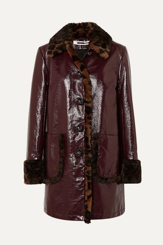 McQ Alexander McQueen + Leopard Print Faux Fur-Trimmed Coat