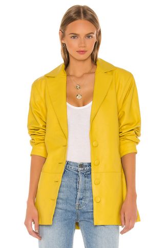 Song of Style + Bennie Leather Jacket in Citron Yellow