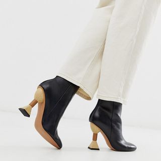 ASOS Design + Escape Premium Leather Sculptured Ankle Boots