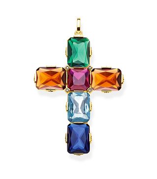 Thomas Sabo + Pendant Cross Colourful Stones, Gold, Large