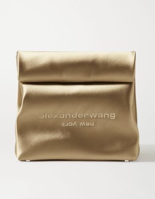 Alexander Wang + Lunch Bag Embroidered Satin Clutch