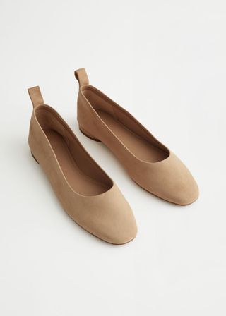 & Other Stories + Almond Toe Suede Ballerina Flats