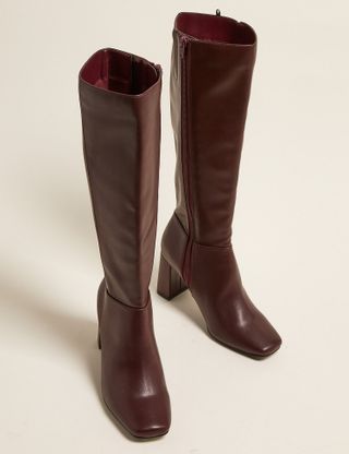 Marks and Spencer + Block Heel Square Toe Knee High Boots