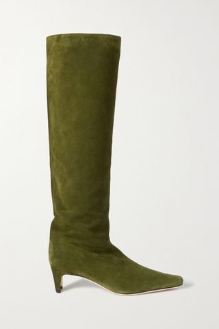Staud + Wally Army Green Suede Boots