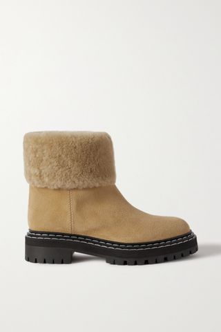 Proenza Schouler + Shearling-Lined Suede Ankle Boots