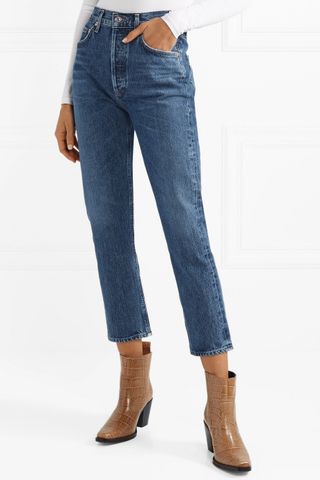 Agolde + Riley Cropped High-Rise Straight-Leg Jeans