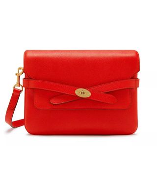 Mulberry + Belted Bayswater Satchel Lipstick Red Small Printed Grain