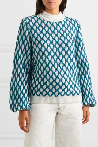 Stine Goya + Carlo Two-Tone Cable-Knit Wool-Blend Sweater