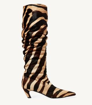 Khaite + Zebra-Print Calf Hair Knee Boots