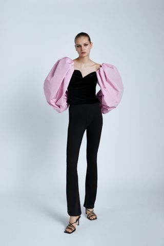 Zara + Contrasting Velvet Top