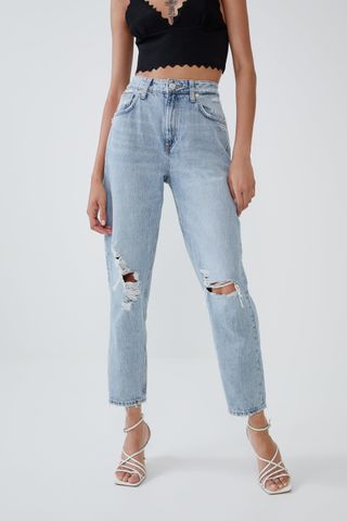 Zara + Ripped Mom Fit Jeans
