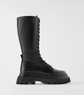 Zara + Flat Leather Boots