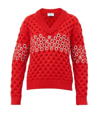 Prada + Crystal Chunky-Knit Wool Sweater