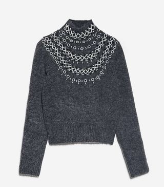 Zara + Beaded Knit Sweater