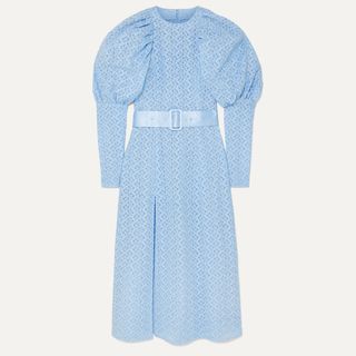 Rotate Birger Christensen + Belted Embroidered Tulle Midi Dress