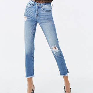 Forever 21 + High-Rise Distressed Jeans