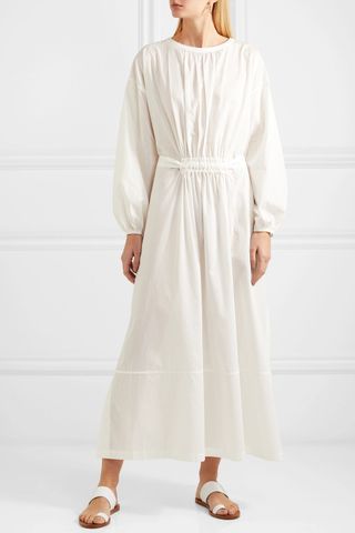Matteau + Smocked Cotton-Piqué Maxi Dress