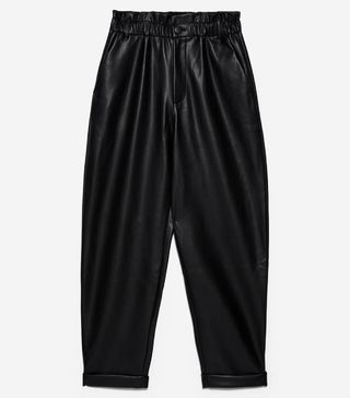 Zara + Faux Leather Slouchy Trousers