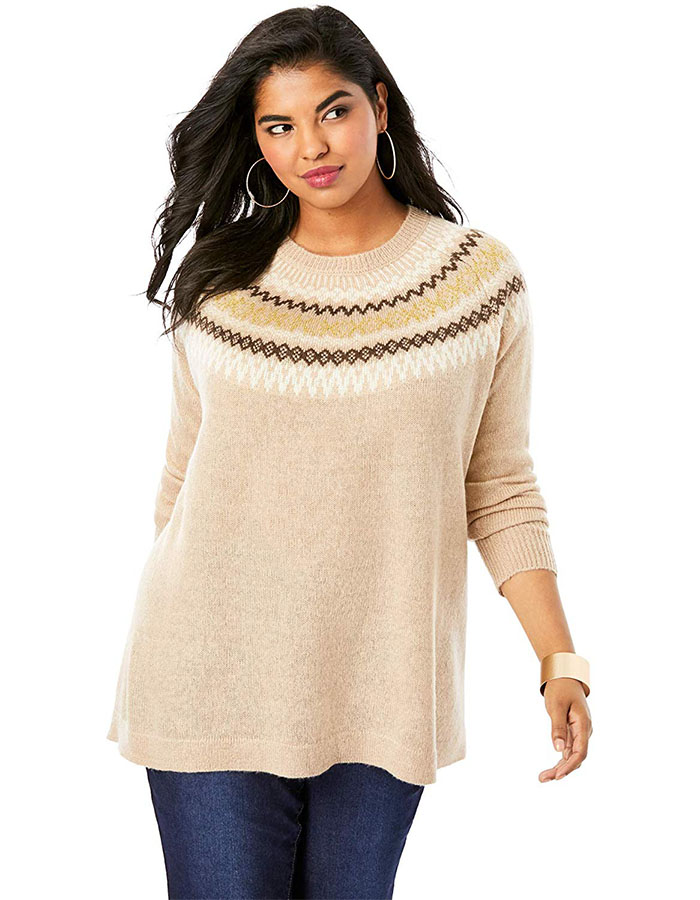 Roaman's + Fair Isle Pullover Sweater