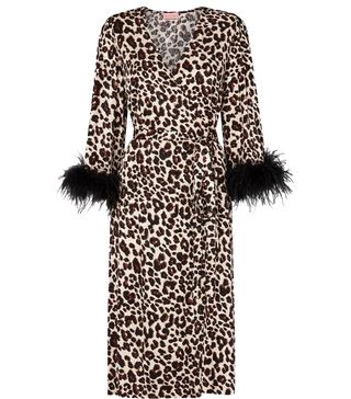 Kitri + Aurelie Leopard Print Feather Wrap Dress