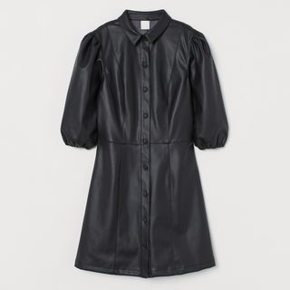 H&M + Puff Sleeve Faux Leather Dress
