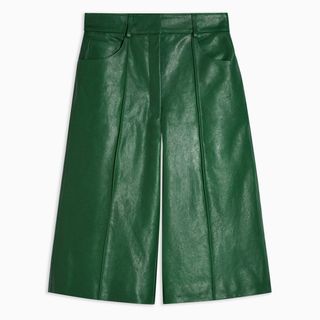 Topshop Boutique + Green Leather Shorts