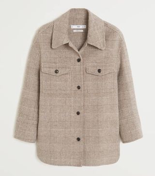 Mango + Checkered Wool-Blend Jacket