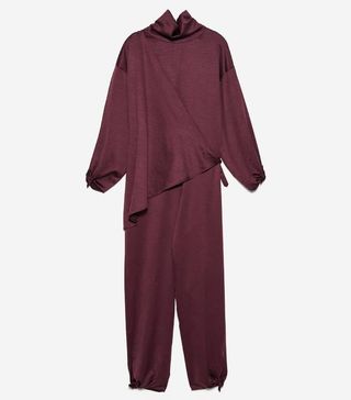 Zara + Limited Edition Satin Wrap Jumpsuit