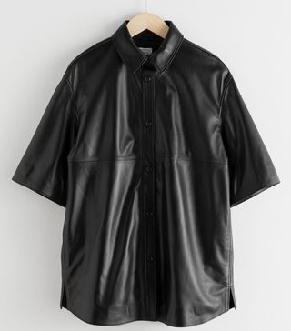 & Other Stories + Leather Button Up Overshirt